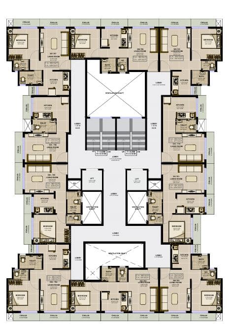 3RD TO 7TH FLOOR FURNITURE PLAN